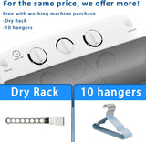 Portable Twin Tub 18.8lbs Washing Machine with Drying Rack and 10 Hangers, 11.8lbs Washer Mini Compact Laundry Machine