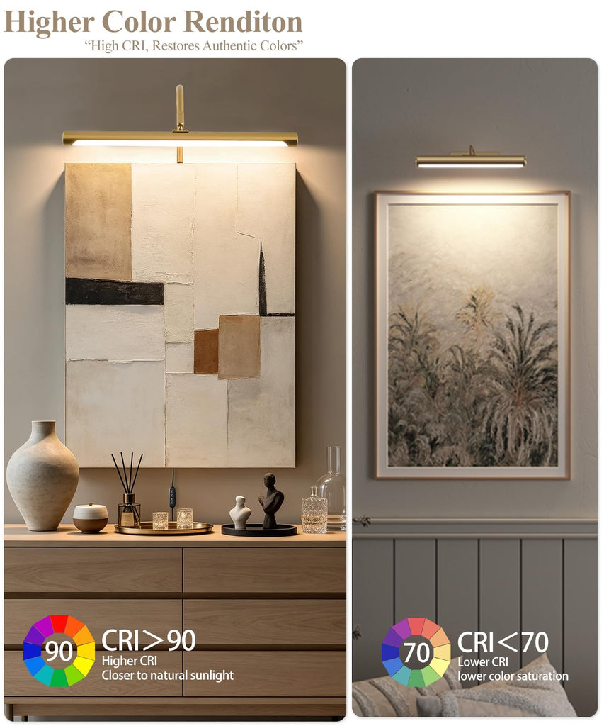 Plug in Picture Light for Wall, Modern Dimmable Picture Frame Lights with Remote LED Wall Art Lights for Paintings
