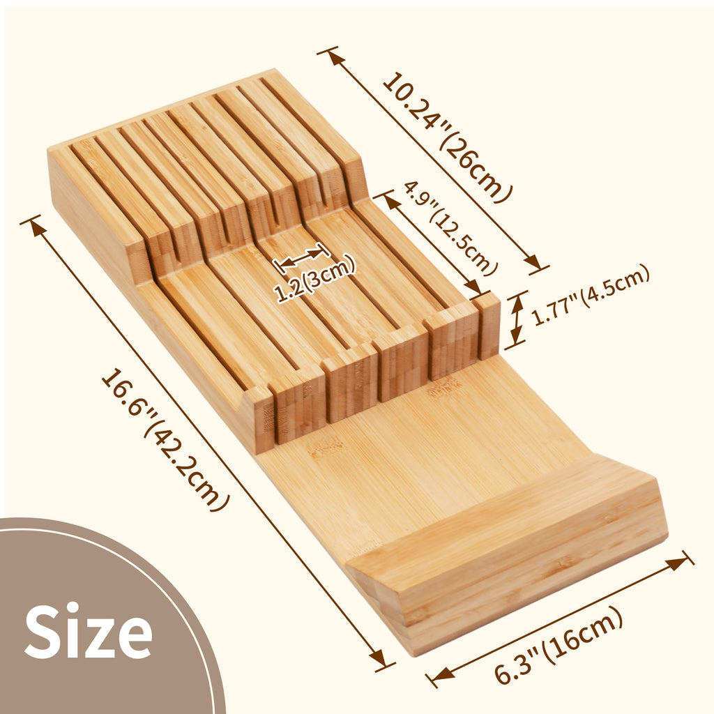 Knife Drawer Organizer, Bamboo Knives Block Drawers