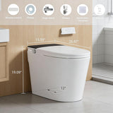 Black Smart Toilet with Bidet, One Piece Toilet with Tank and Pump for Low Water Pressure, AutoOpenClose Lid