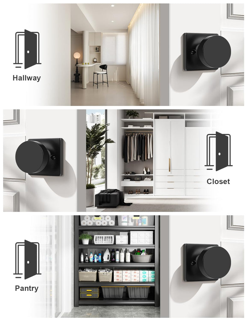 4 Pack Dummy Door Knob, Interior Single Side Door Handle, Matte Black No-Turning Door Dummy Knob Inactive Half Dummy