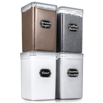 Flour Sugar Storage Containers 6.5L, 4 PCS, Gray