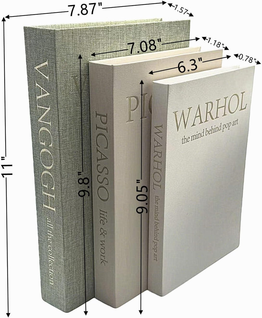 Decorative Books - Linen Faux Fake Books for Decor Aesthetic, Decorative Book for Coffee - Set of 3