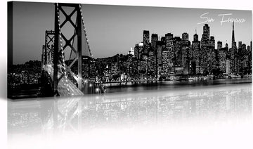 San Francisco Wall Black and White Cityscape, 13.8"X47.3"