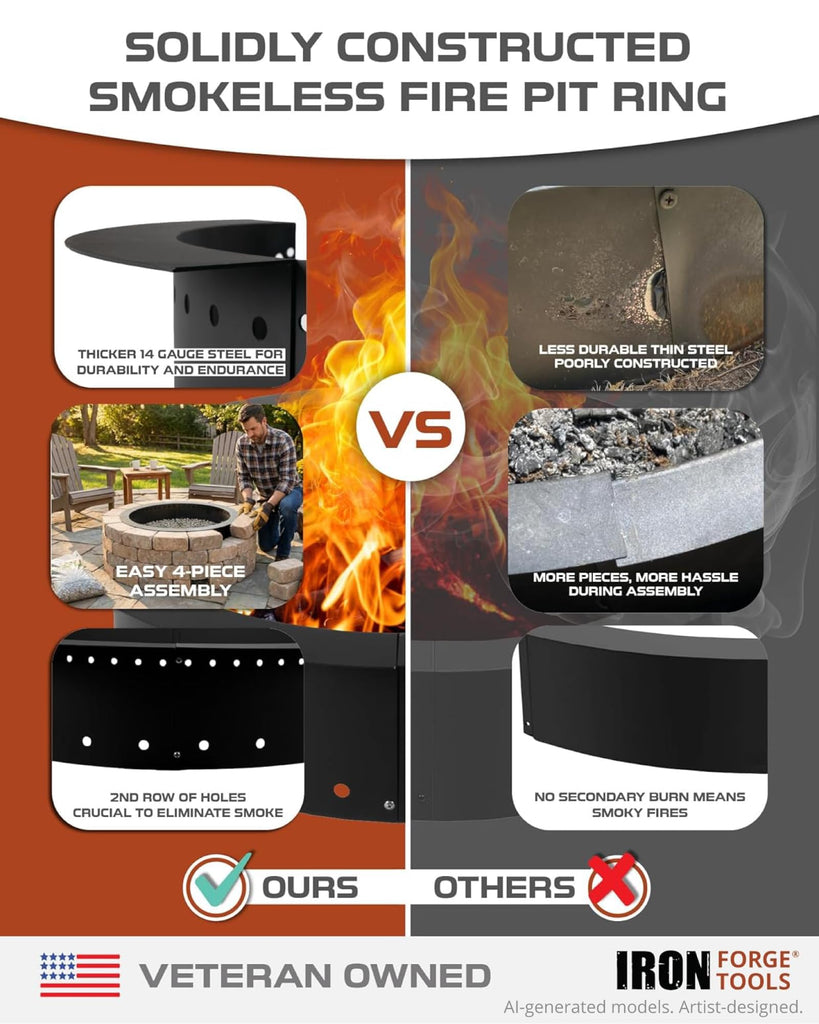 Smokeless Outdoor Fire Pit Ring Insert 30 Inch Round
