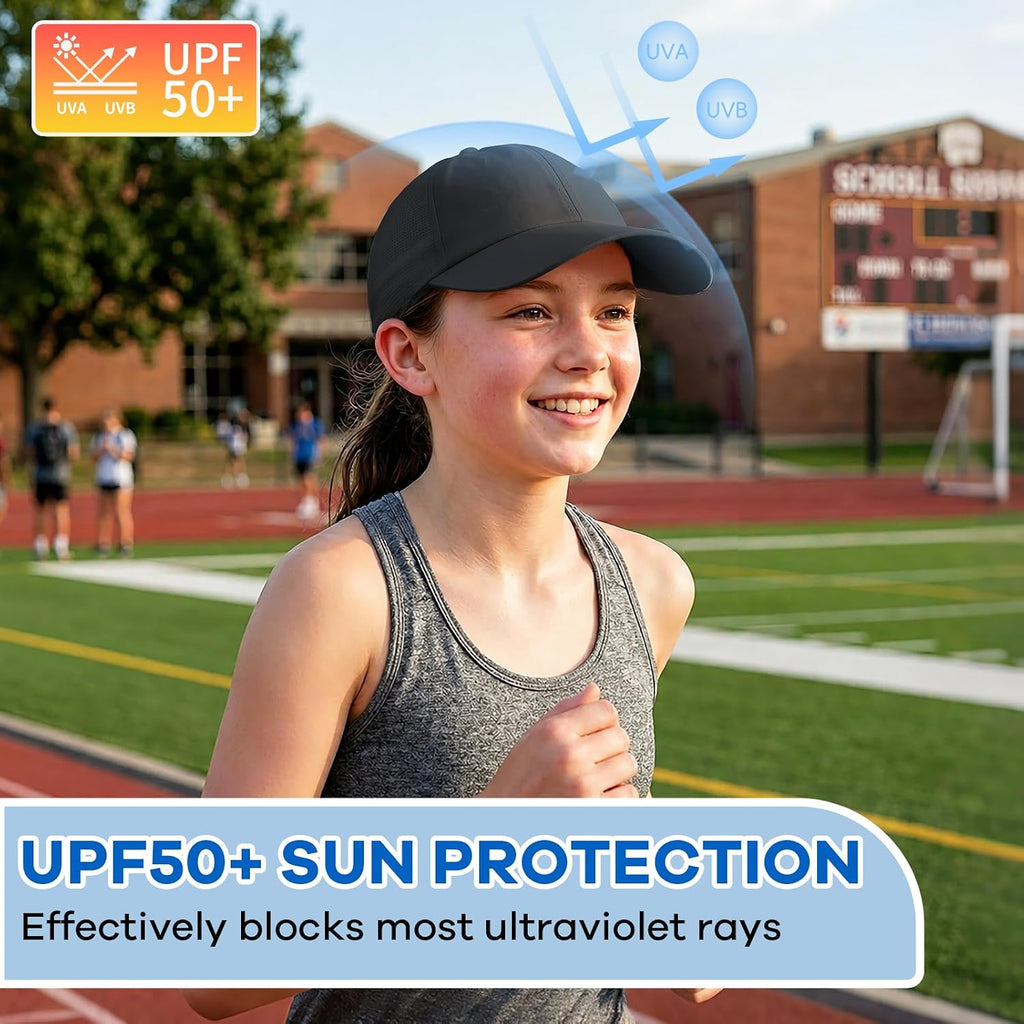 Kids Sports Baseball Cap for Boys Girls Lightweight UPF 50+ Sun Hat Quick Dry Breathable Youth Baseball Hat