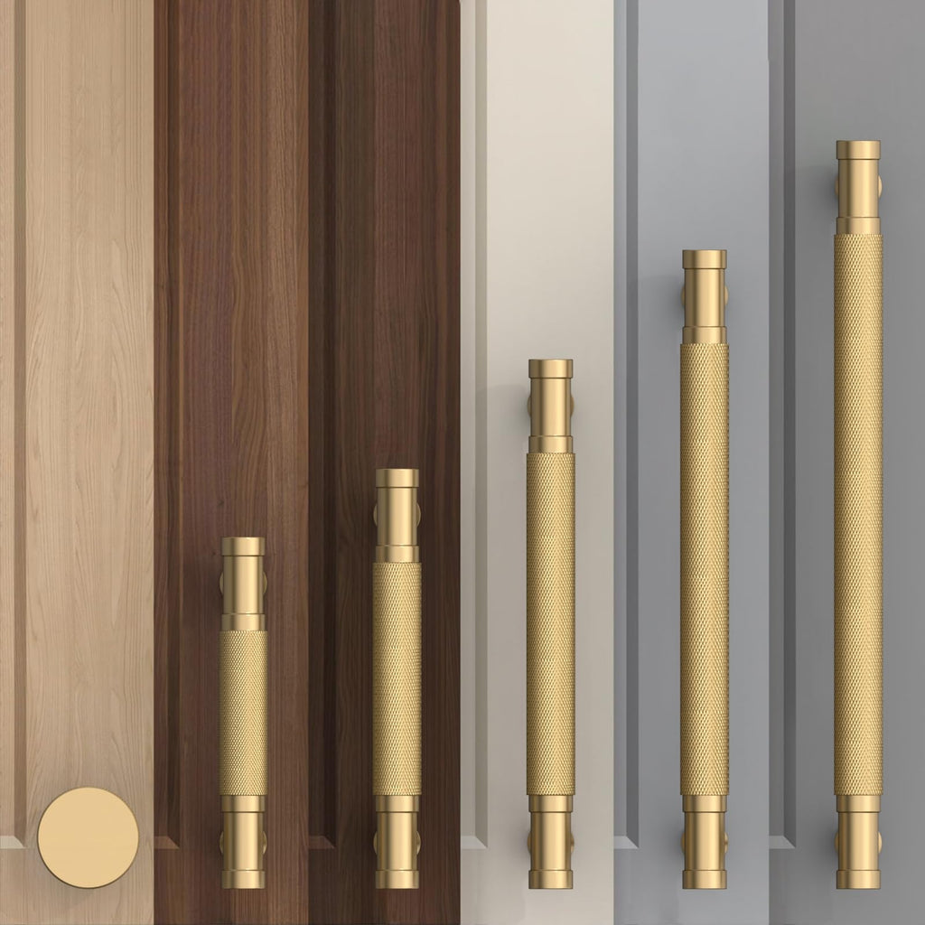 Champagne Bronze Knurled Cabinet Handles Kitchen Pulls 6.25 Inch 10 Pack