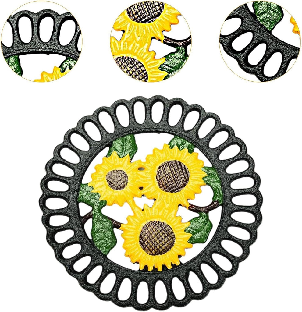 Metal Pad for Hot Pot, Trivet Use, Heat Resistant Holder, Sunflower