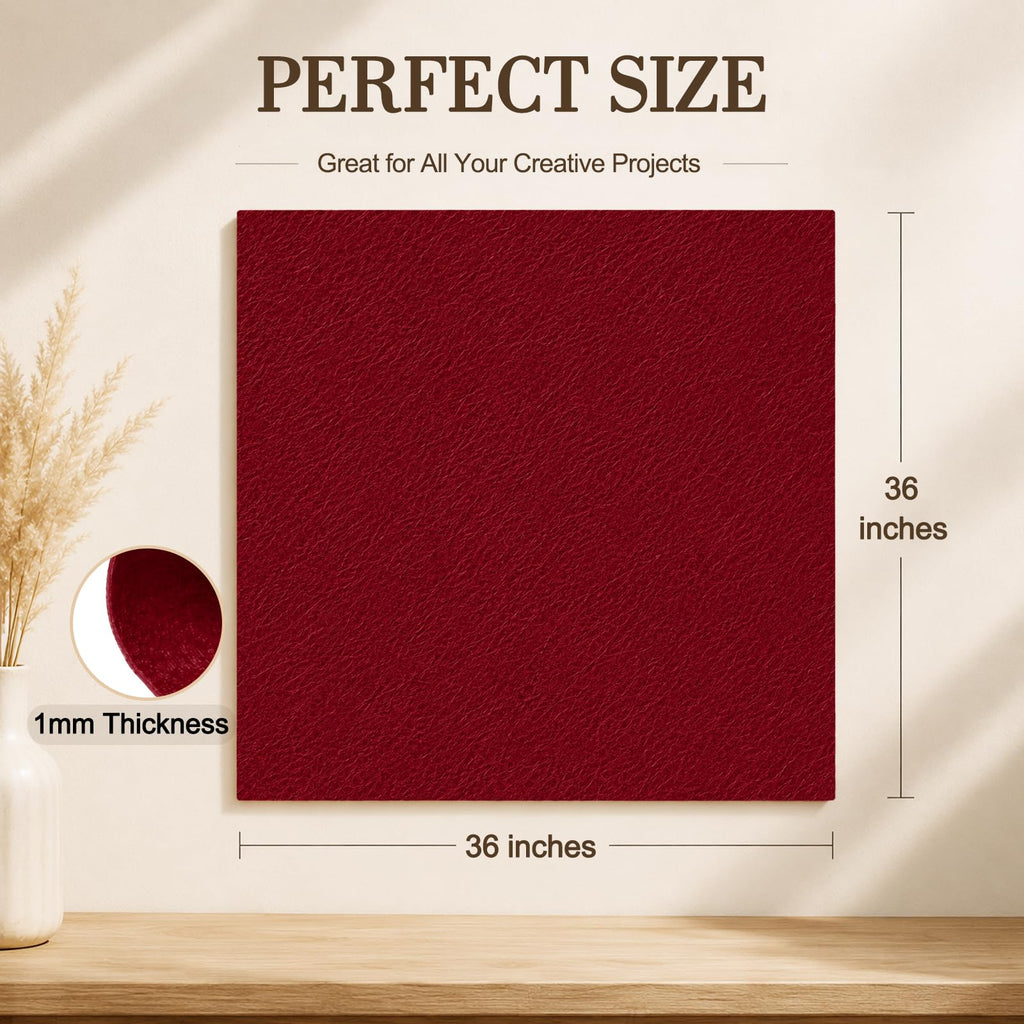 Wine Red Large Felt Fabric 36" x 36", 1mm Stiff Felt Sheet