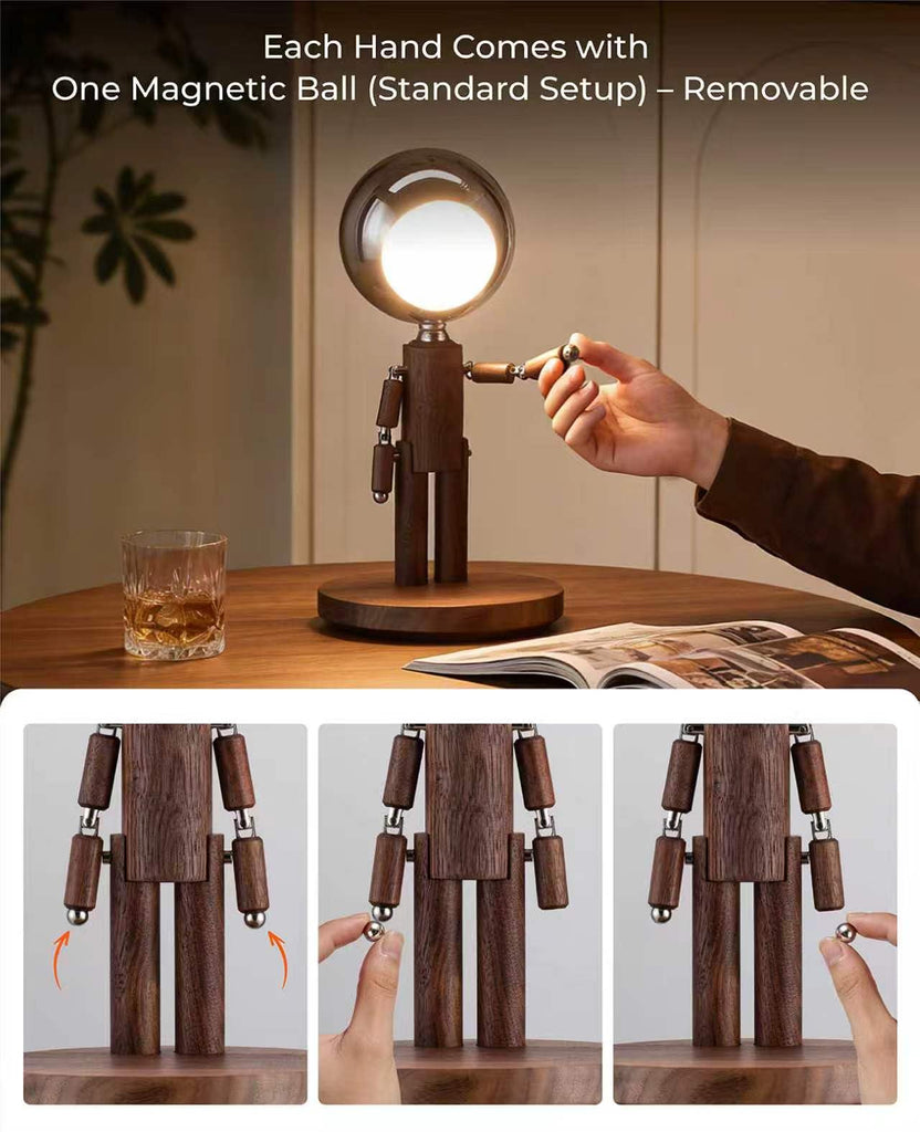 Cordless Table Lamp, Rechargeable Wooden Desk Lamp, Dimmable, Gift