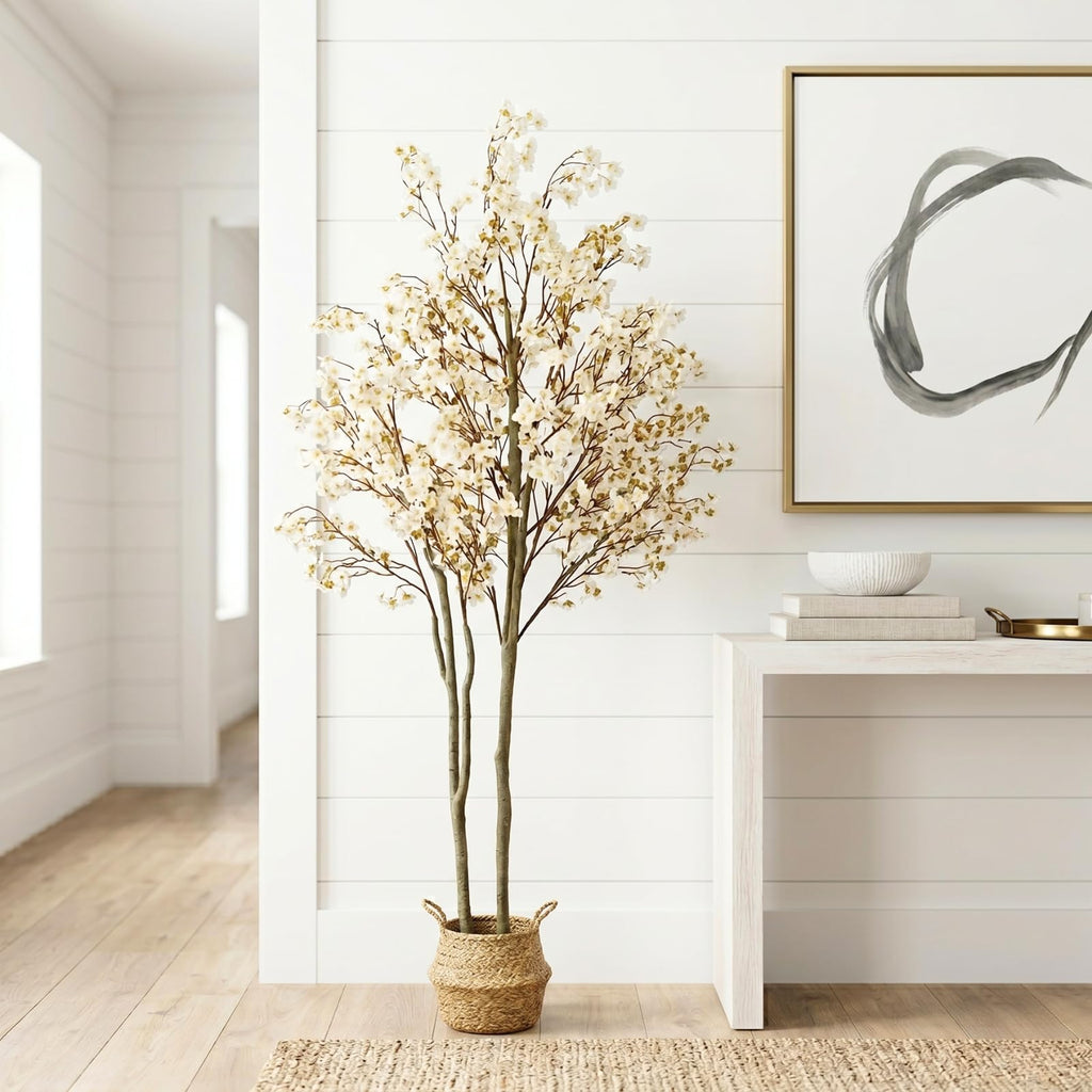 Artificial Cherry Blossom Tree with Lights 6ft Tall, Living Room Decor