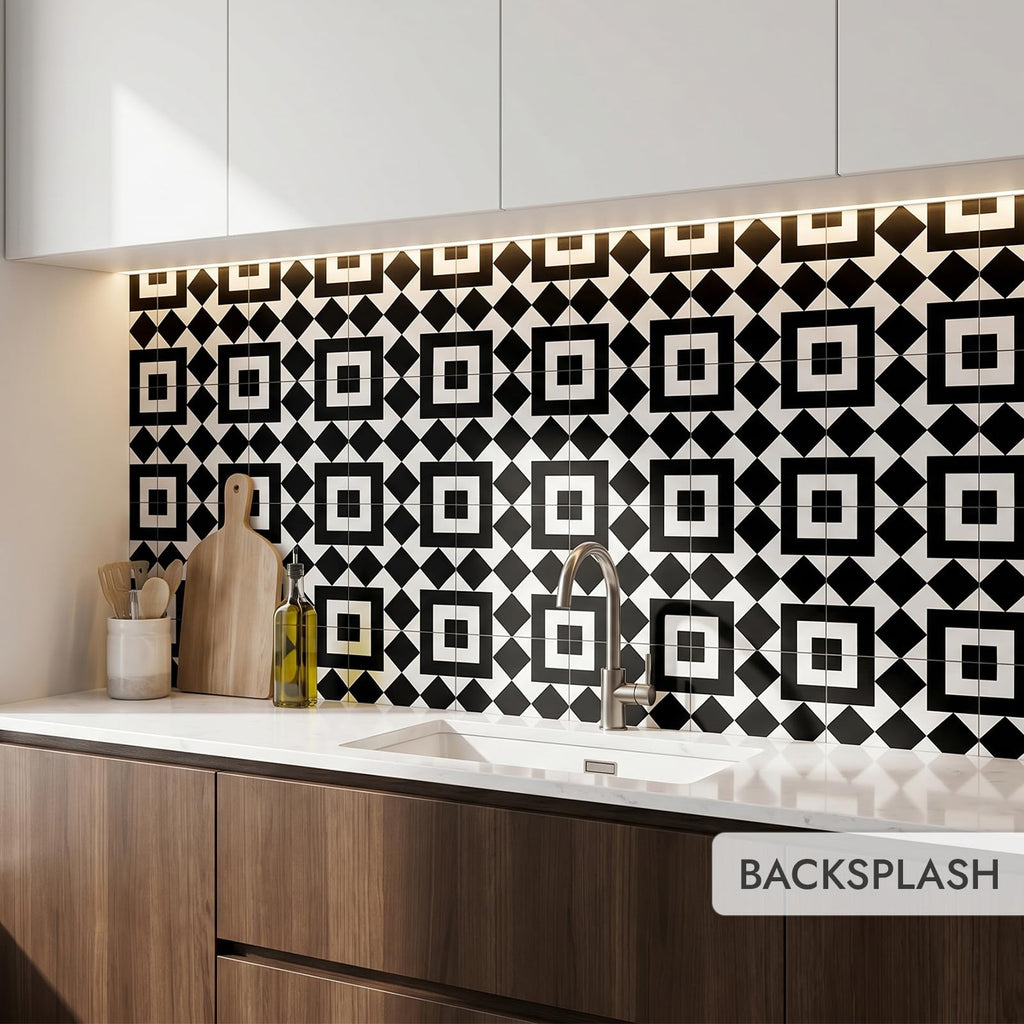 Oasis Tile Retro Neuve Checkers Blocks | 8x8 Matte Porcelain Tile