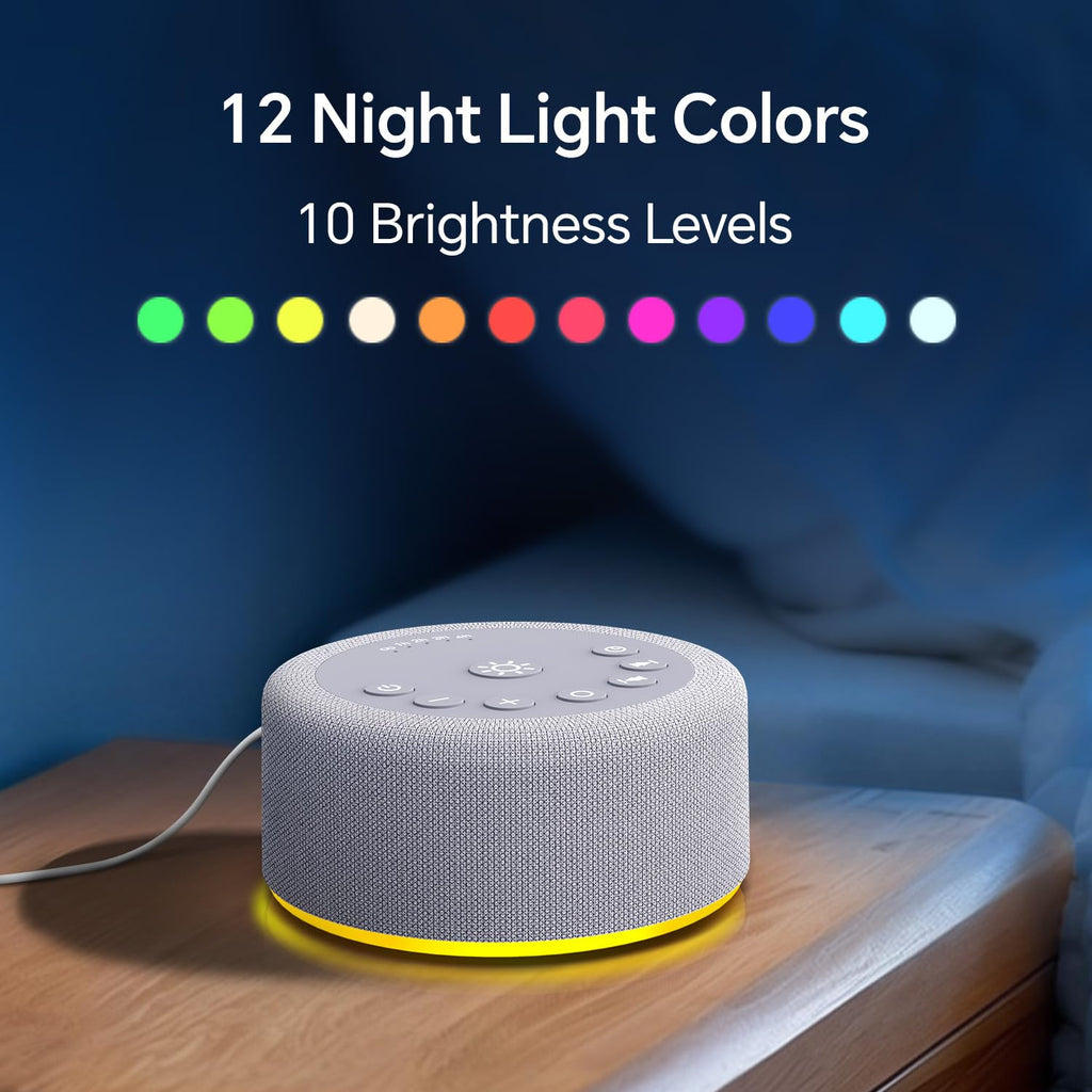 Sound Machine Night Light White Noise Brown Noise Machine 30 Non Looping Sounds 12 Lights 5 Timers 36 Adjustable