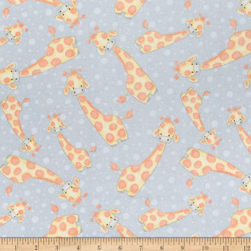 Comfy Flannel Print Giraffes & Dots Grey, Fabric by the Yard