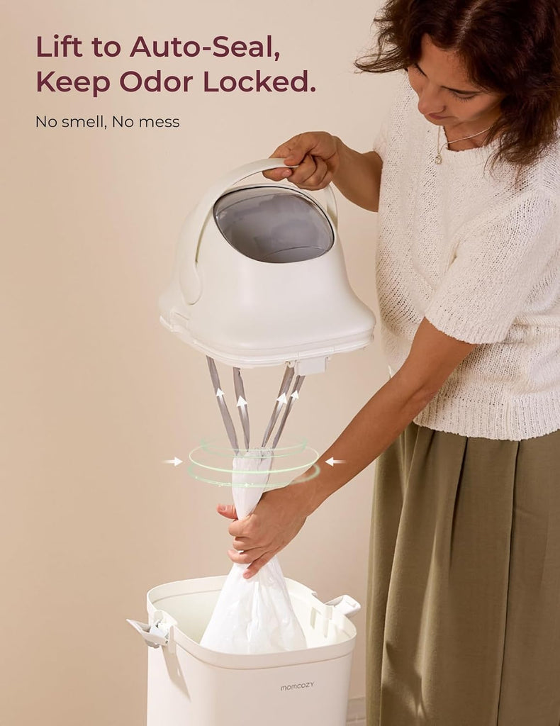 Triple-Seal Diaper Pail with Odor Locking, Ergonomic Height Design