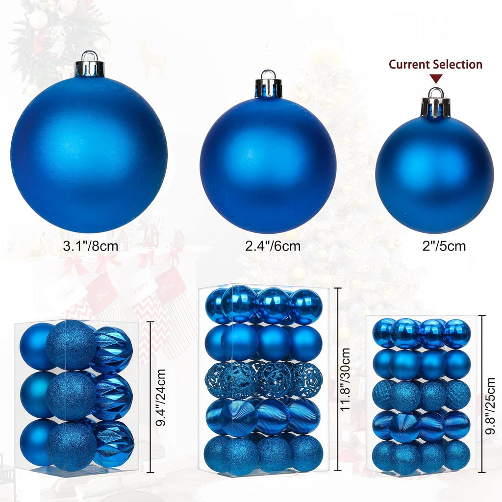 2" Christmas Ball Ornaments Shatterproof Blue Christmas Tree Decorations Xmas Tree Balls Halloween Ornaments - Set of 30