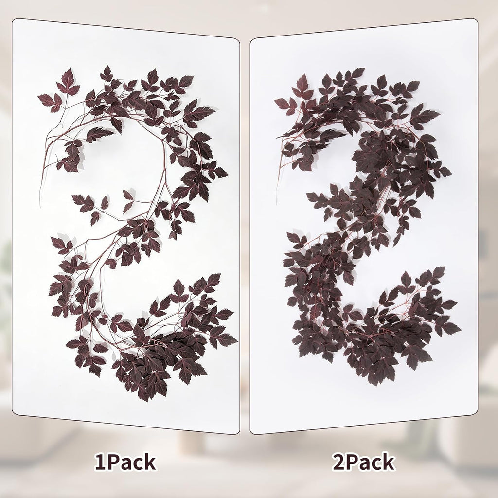 Fall Decorations-2Pack Plum Fall Garland,Artificial Autumn Leaf - Set of 6