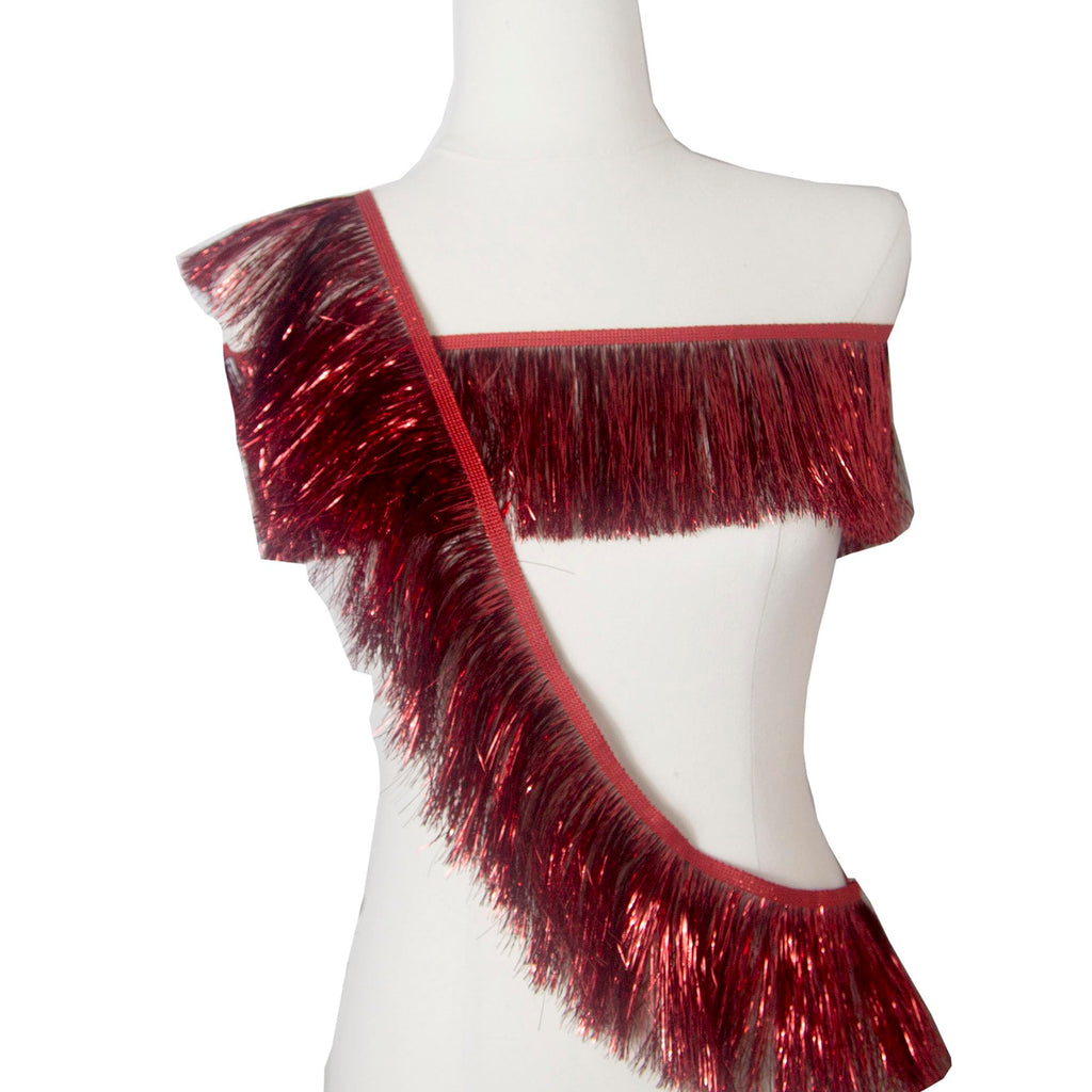 4 Inches Tinsel Fringe Trim Lace Shiny Tinsel Tassel Fringe Trimming for Dance Costume Dress Stage Clothes - 6.5 Yard