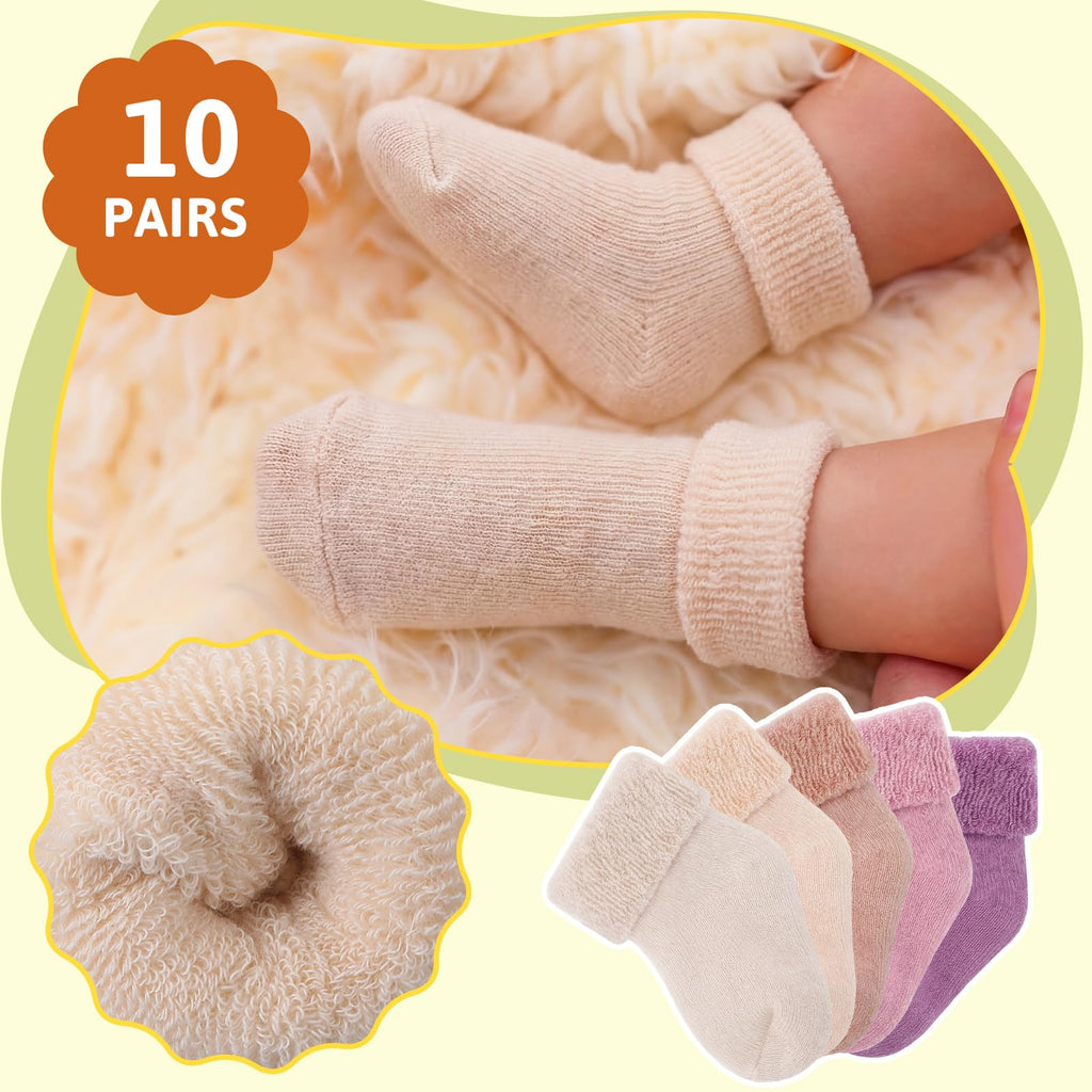 10 Pairs Preemie Cotton Turn Cuff Socks Mixed