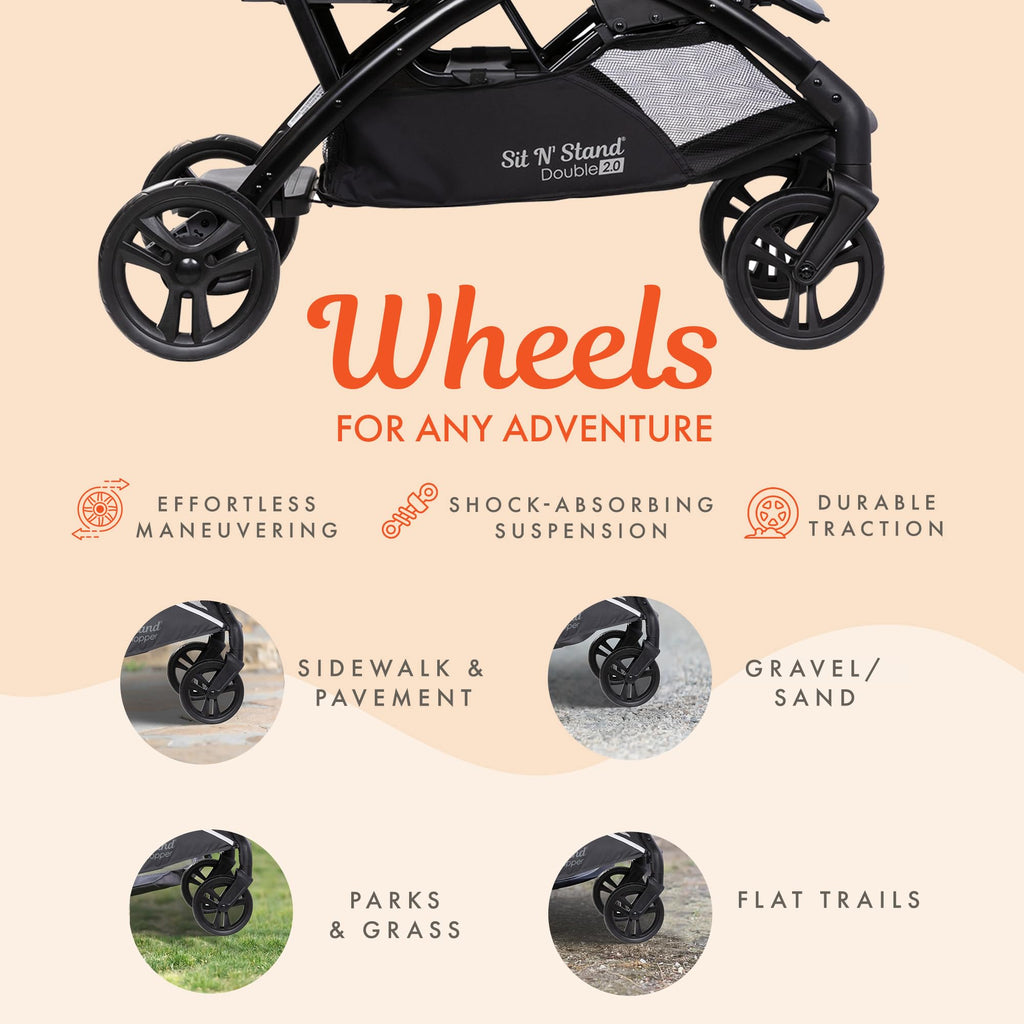 Baby Trend Compact Double Stroller & Infant Car Seat Combo, 2 Pc, Stormy
