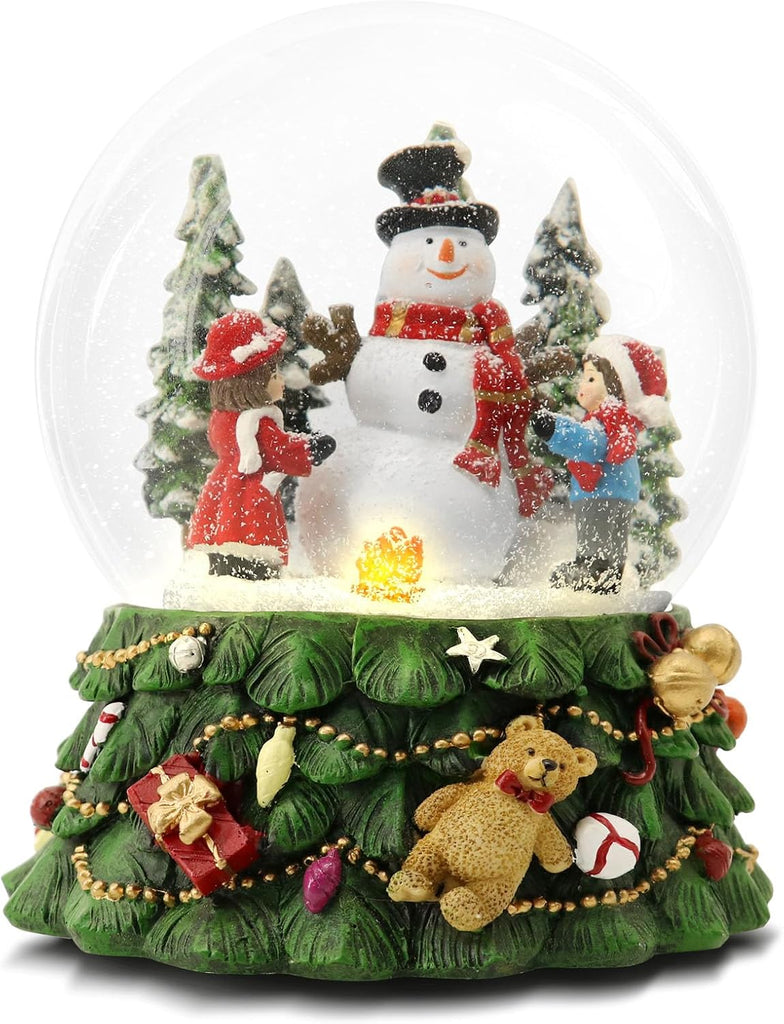 8.25 Inch Height Christmas Snow Globe with Light up Musical Snowflakes Holiday Decoration, Snowman Oversized Resin