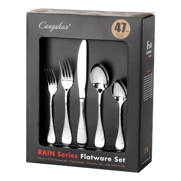 Series Stainless Flatware Set, Window Box, Matte Finish Handle (47-Piece), 504999
