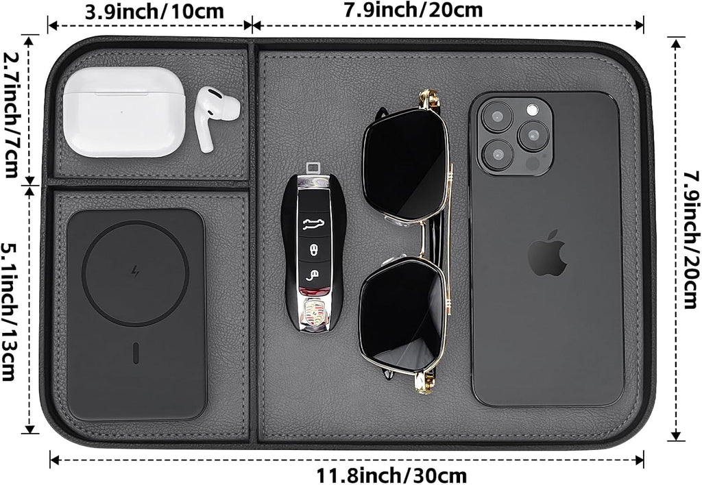 Leather Tray, Stylish and Organized Multifunctional Tray, for Table Entryway, Premium PU Leather, Catchall Tray