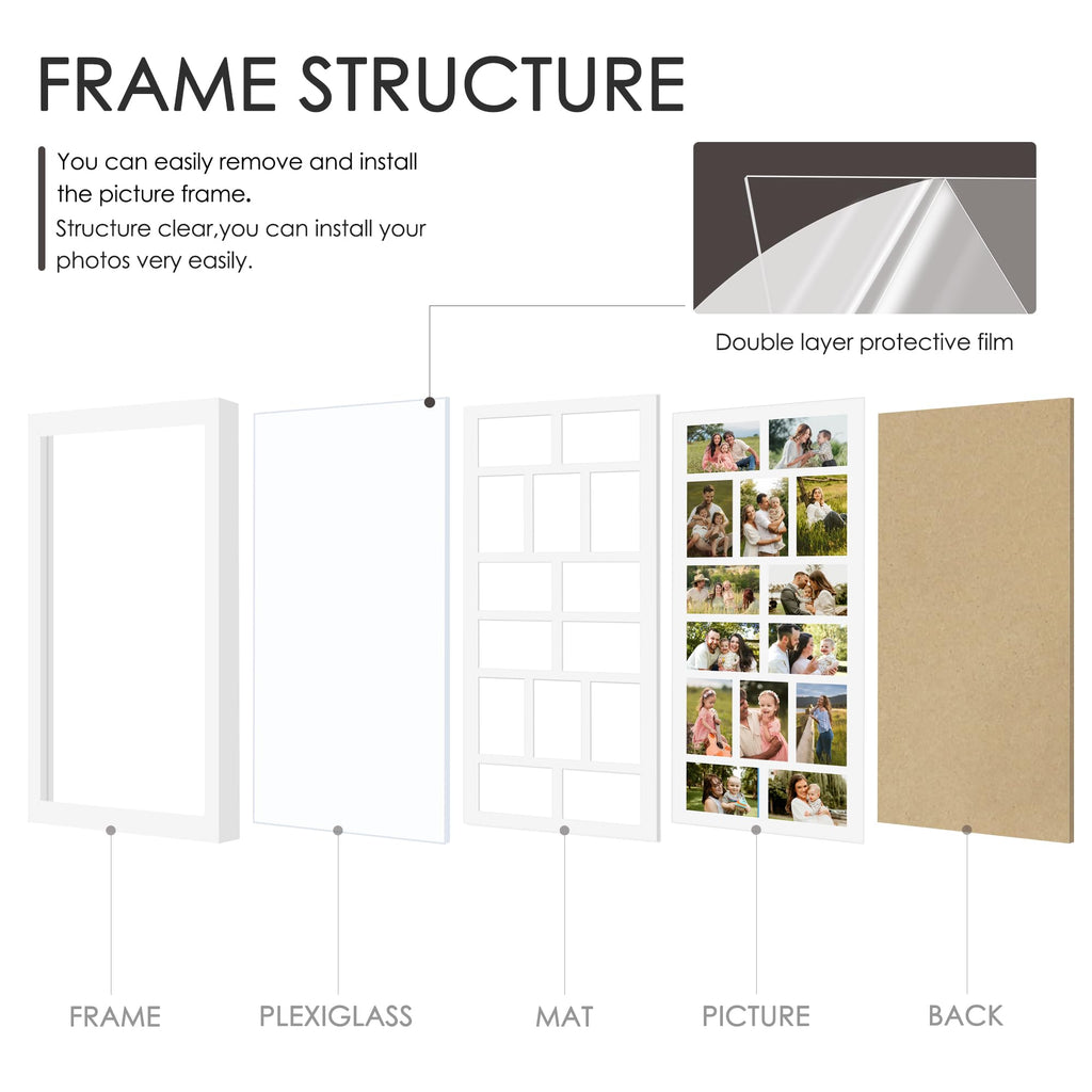 14x30 Collage Frame For 14 4x6 Photos White