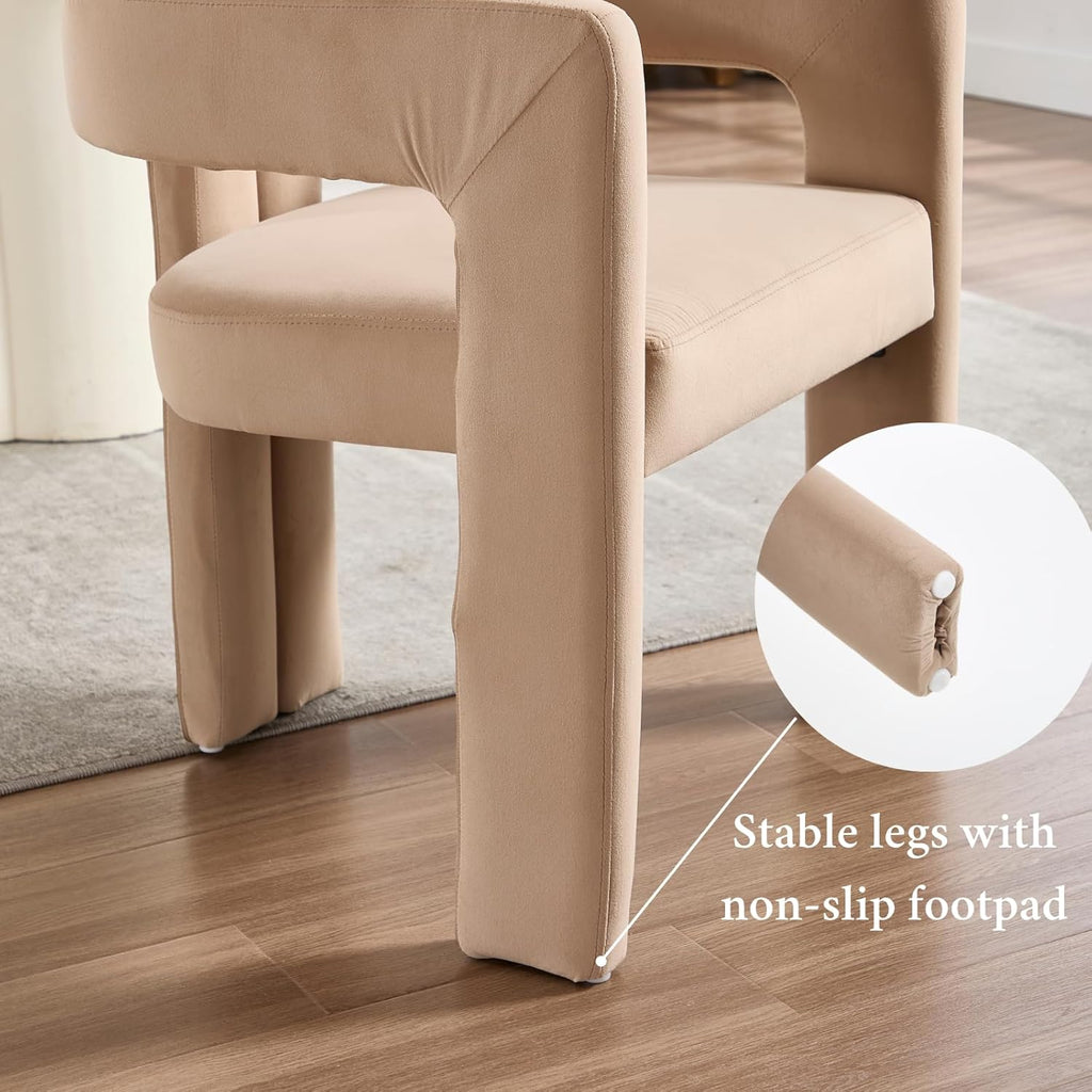 Modern Dining Chairs Set of 6, Upholstered Side Chairs Velvet Fabric Guest Chairs with Barrel Backrest Armchair for
