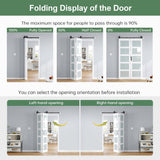 Bifold Barn Door 48x84 Inch (Double 24x84), White Frosted Glass Bifolding Doors with 52" Hardware Ki