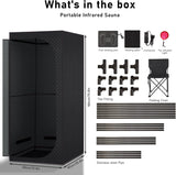 Sauna Box for Detoxification and Relaxation, Portable Far Infrared Sauna Tent with Red Light Therapy and Folding Chair