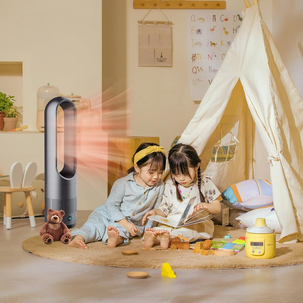 Bladeless Fan,22Inch Hot & Cooling Combo Tower Fan 80° Oscillating, 9H Timer, 8 Speeds, Portable Quiet for Indoor
