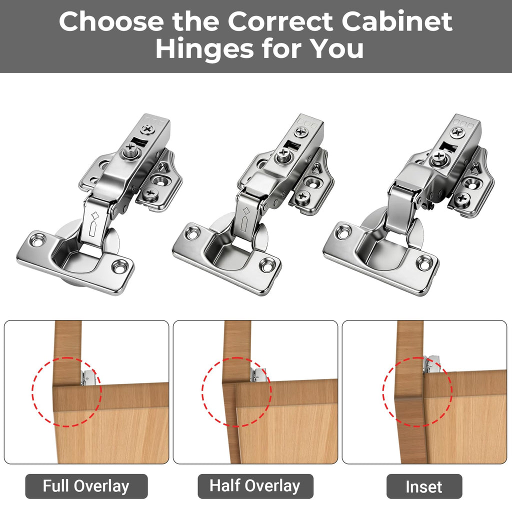 4Pack Inset Soft Close Cabinet Hinges-35mm Concealed Hydraulic Slow Close Hinges 105° 3-Way Adjustable (±2.5mm) for