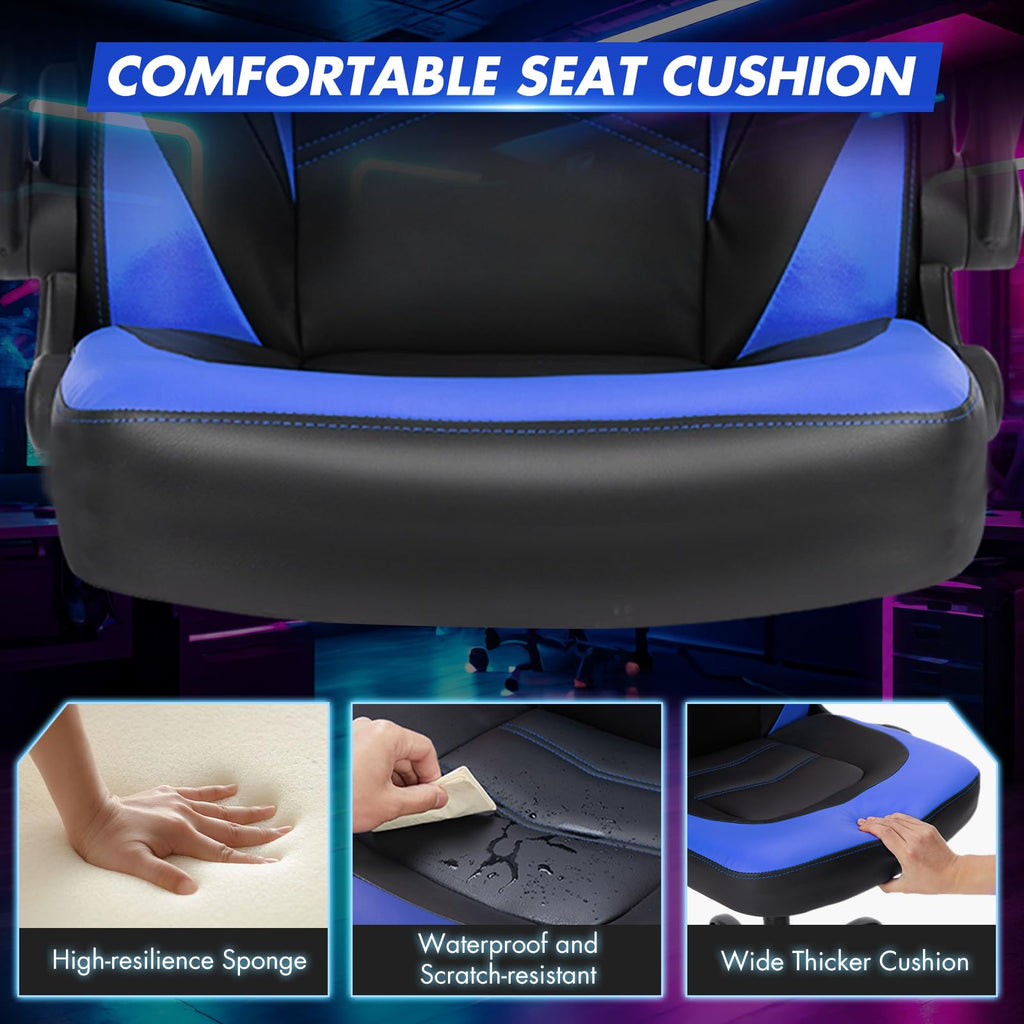 Computer Desk Chair, Lumbar Support Video Game Chair PU Leather