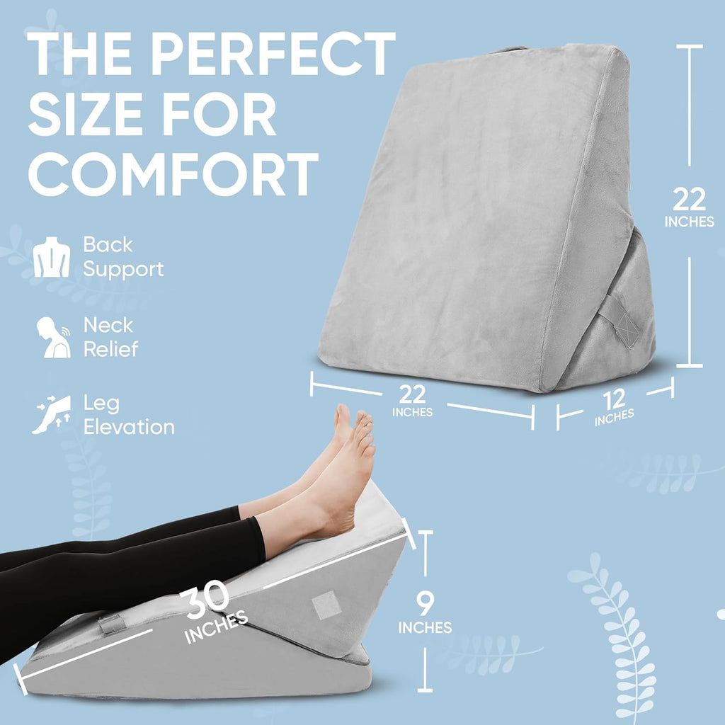 Health Adjustable Bed Wedge Pillow for Sleep Apnea, 7 in 1 Body Positioner Bed Wedge Pillow for Sleeping, Acid Reflux