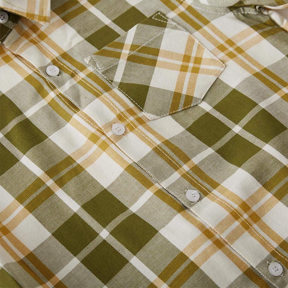 Boys Plaid Short Sleeve Shirt Casual Button Down Checked with Chest Pocket