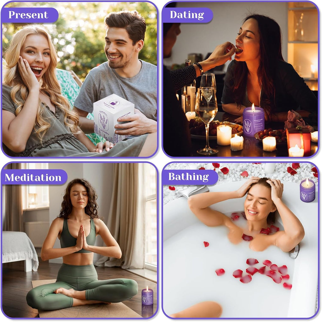 Lavender Scented Soy Candle for Women & Men, 7.6 Oz, 2 Packs