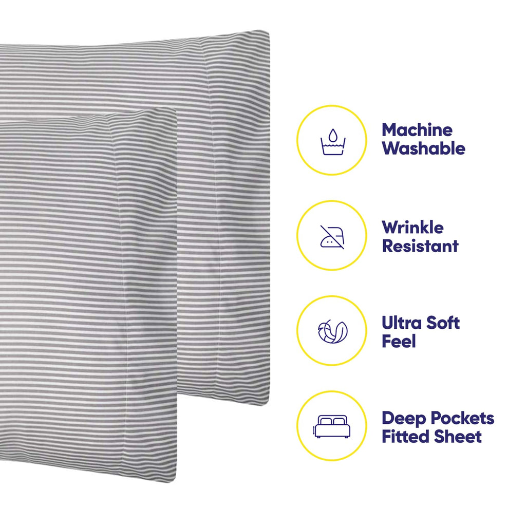 Sheets Stripe Grey - 6 Piece 1500 Supreme Collection Fine Brushed Microfiber Deep Pocket Sheet Set
