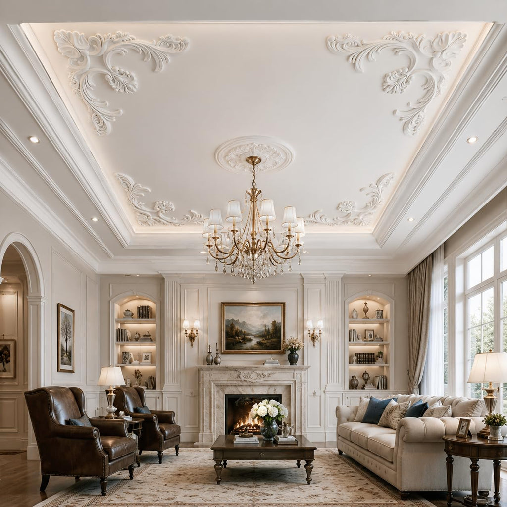 40 Inch Ceiling Medallion for Chandelier, 4-Piece Molding Kit