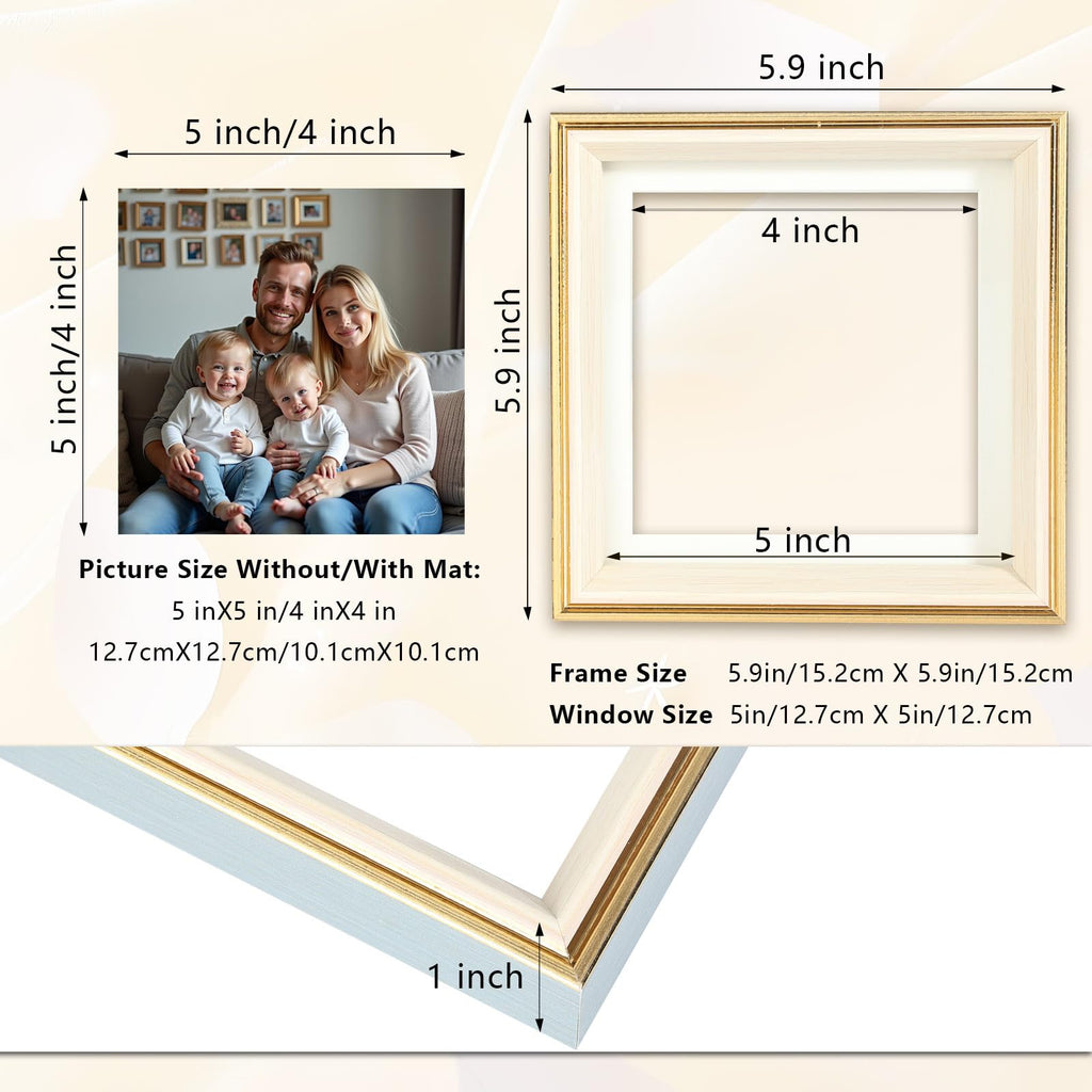 5x5 Double Hinged Picture Frame with Real Glass