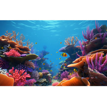 Under The Sea Aquarium Background Ocean Underwater World Fish Tank Backdrop Coral Tropical Fish Undersea Theme