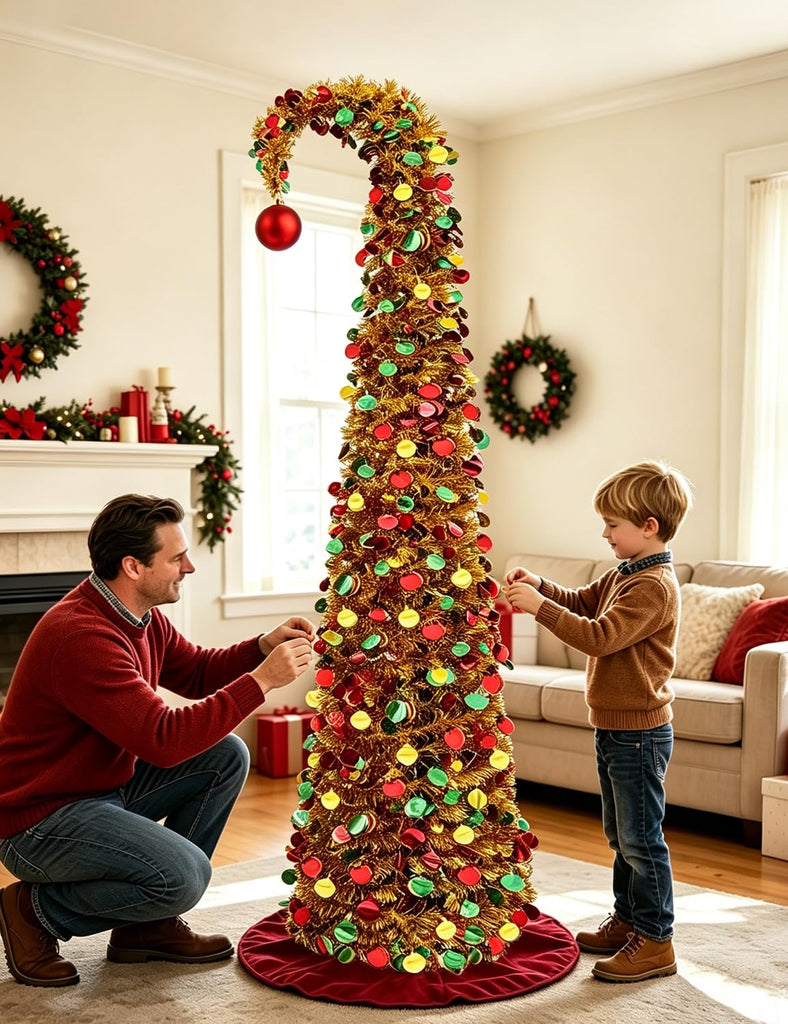 6 FT Pop Up Curved with Lights & Ball for Christmas Decor