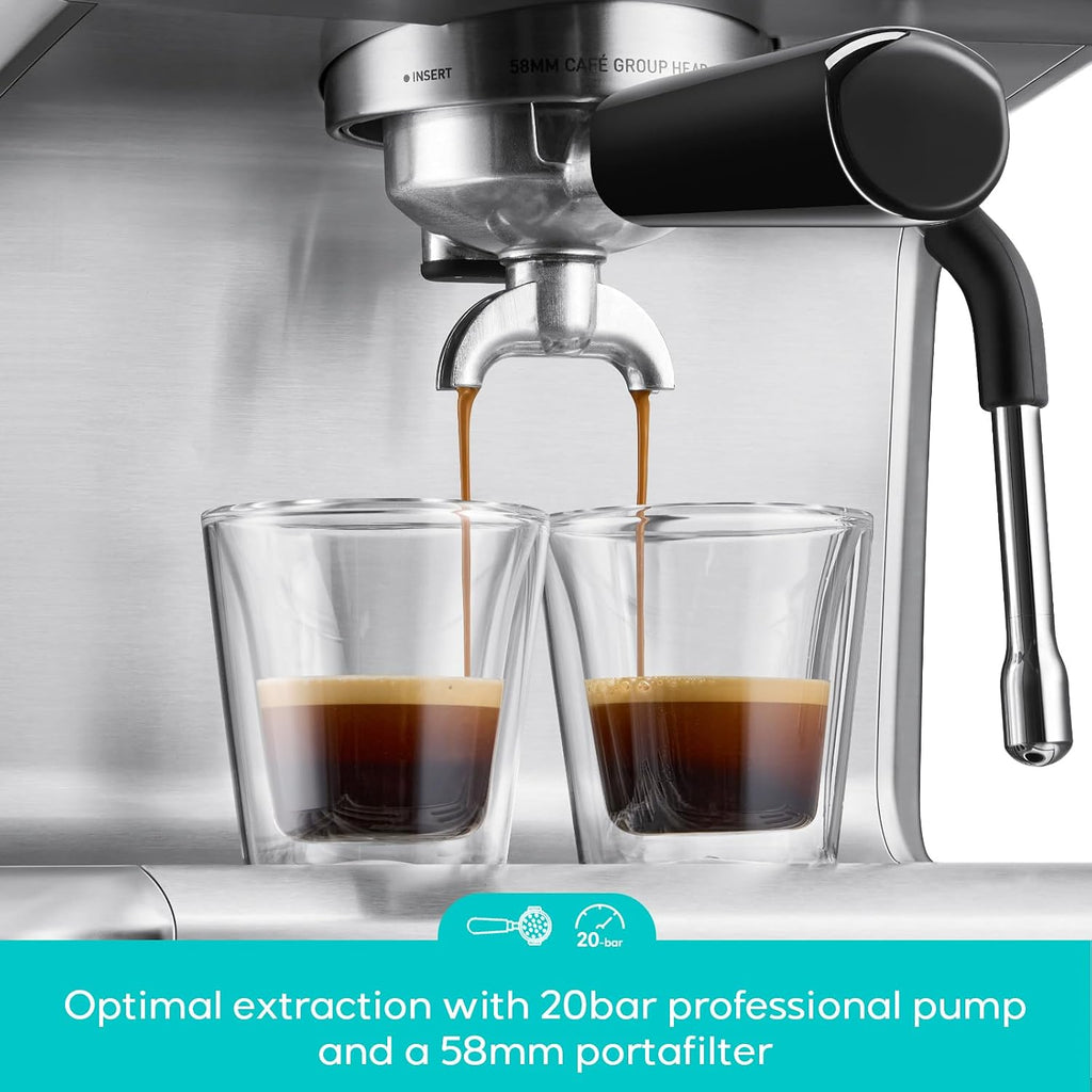 Ultra Espresso Machine, Barista Espresso Maker with Steam Wand | LCD Display, Custom Brew Temp, Latte & Cappuccino