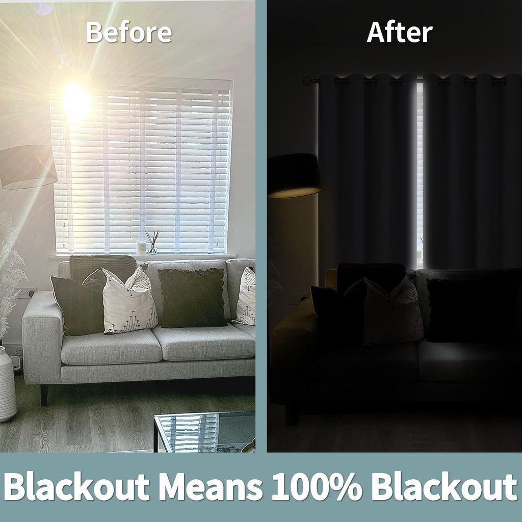 Thermal Insulated 100% Blackout Curtains 84 Inch Length 2 Panels, Total Light Blocking Curtains, Grommet Window