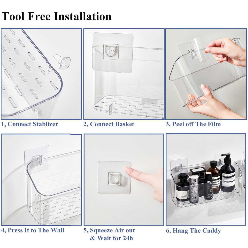 2 Pack Clear Bath Toy Storage Organizer for Baby & Toddler Shower