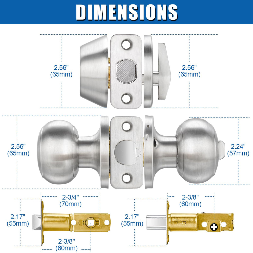 3 Sets Entry Door Knob and Single Cylinder Deadbolt Combo Set, Keyed Alike