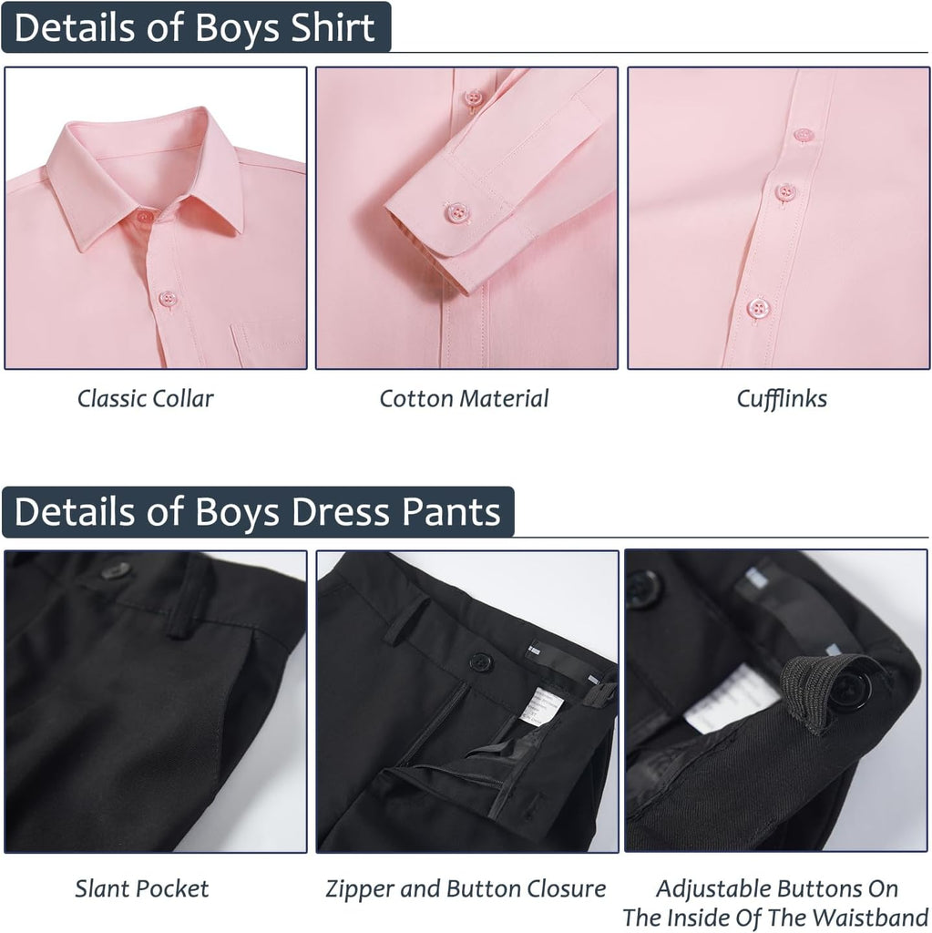 Boys Suits Set Uniform Dress Vest and Pants Set Wedding Ring Bearer Outfit