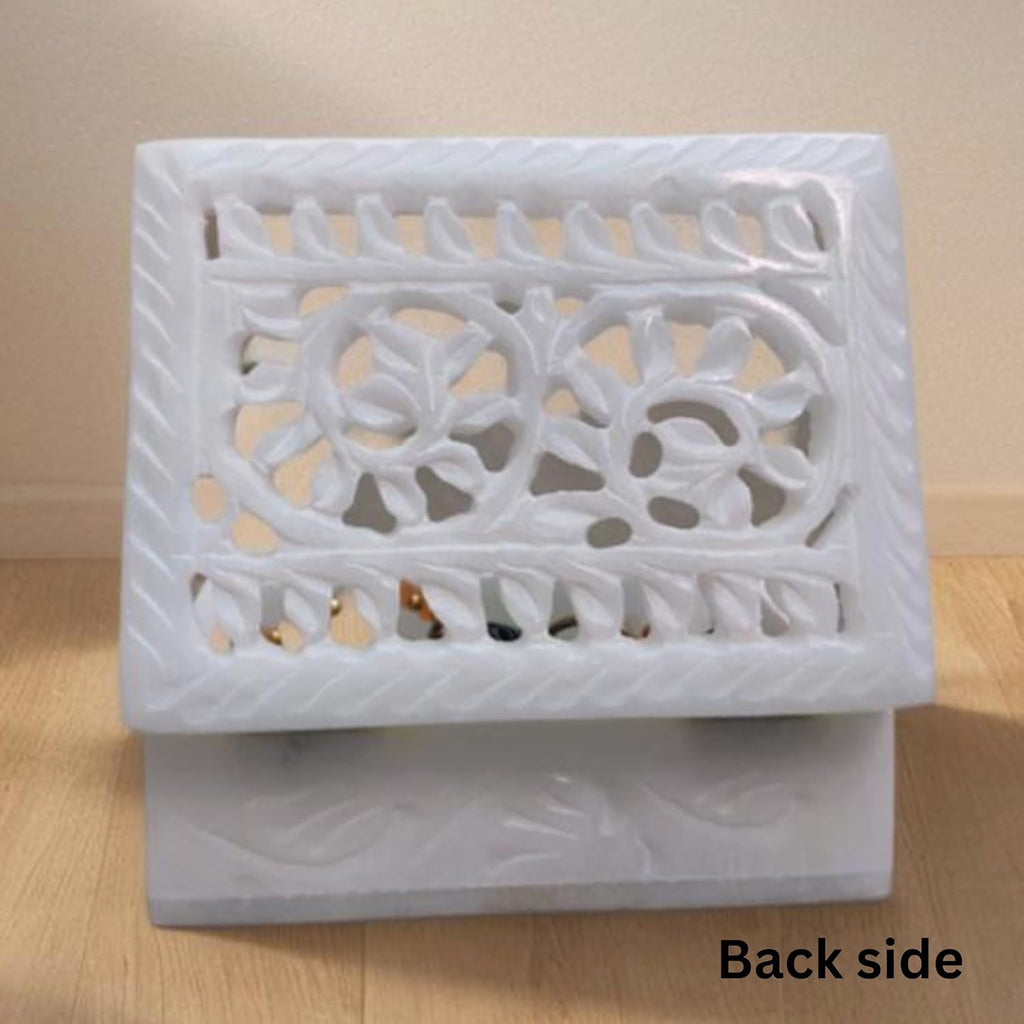 Vintage Onyx Marble Alabaster lid Hinged Footed Trinket Jewelry Box 3x4 inch - Decorative Treasure Box With Engraved