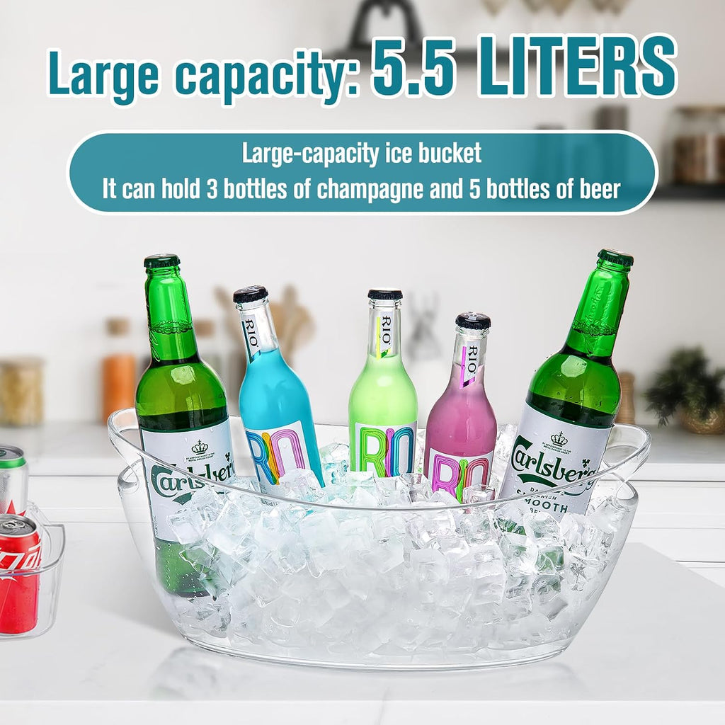 Ice Buckets for Parties, Ice Bucket for Cocktail Bar, 5.5L Drink Buckets for Parties, Wine Cooler, Champagne - Set of 2