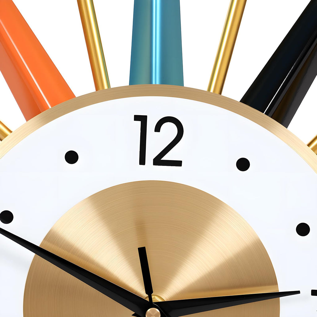 Large Wall Clock 22 Inch, Mid Century Wall Clock Starburst Clock Modern Decor Silent Non-Ticking, Home Décor Big